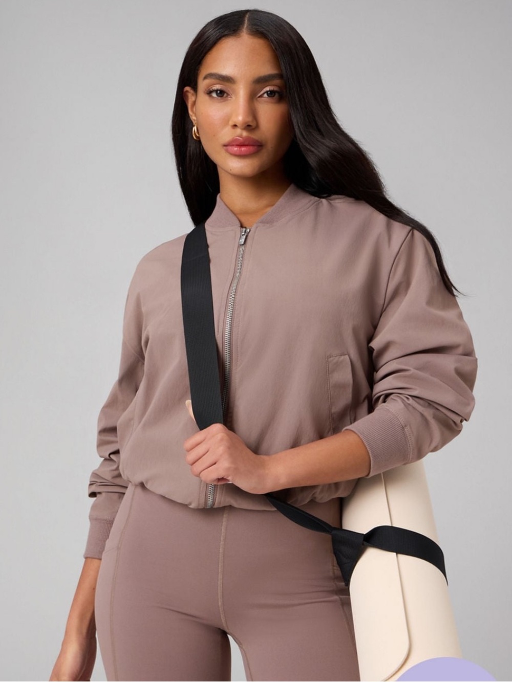 Fabletics Everyday Bomber Jacket Sz Small Workout Performance NWT Desert Shadows